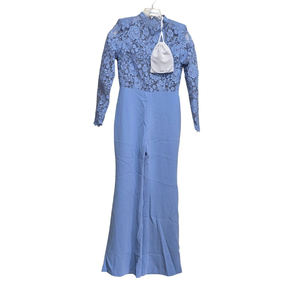 Nadine Merabi Blue Maddie Lace 2 Long Sleeve Wide Leg Jumpsuit NEW - Picture 8 of 8